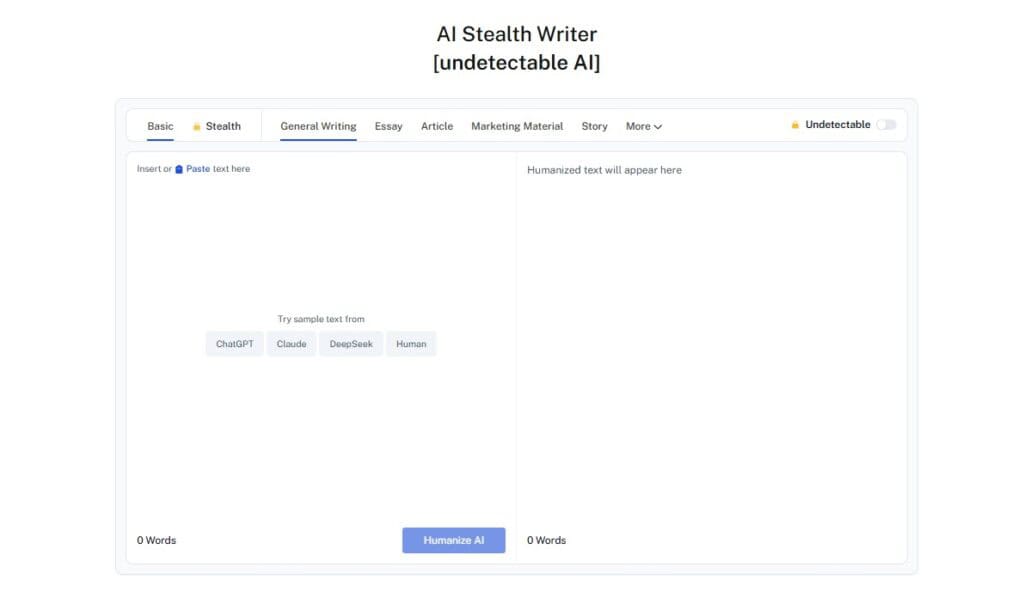 Screenshot of AI Stealth Writer